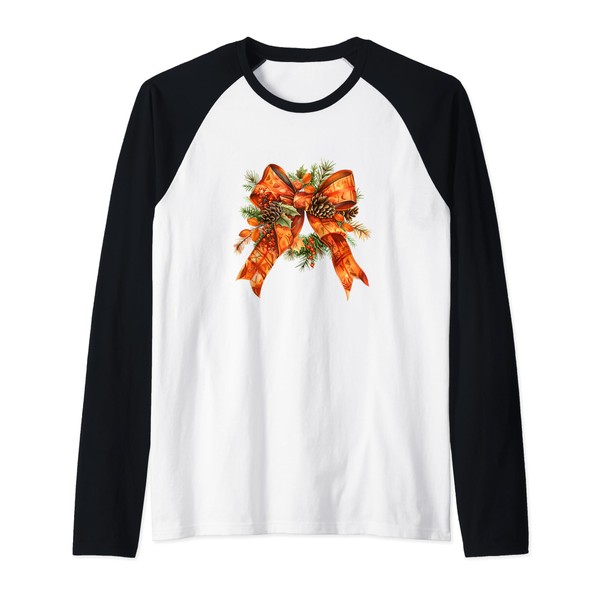 Autumn Bow Wreath Coquette, Fall Girly Coquette Design Raglan Baseball
