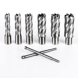OSCARBIDE Annular Cutter Set 8 Pieces, 3/4" Weldon Shank,2" Cutting Depth,(9/16,11/16,13/16,15/16,1,1-1/16) inch Cutting Diameter,Mag Drill Bits for Magnetic Drill Press with 2pcs Pilot Pins