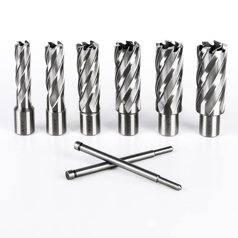 OSCARBIDE Annular Cutter Set 8 Pieces, 3/4" Weldon Shank,2" Cutting