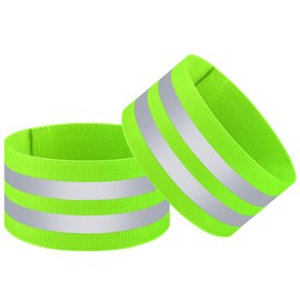 IEOVIEE Pack de 2 Bandas Reflectantes de Alta Visibilidad para Ciclismo y Running, Cintas para Brazo, Tobillo o Pierna