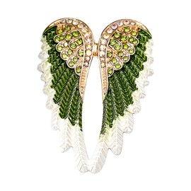 QLUYCKW Angel Wing Brooch Pin for Women Fashion Colorful Rhinestone Enamel Fairy Elf Wings Brooch Pin Birthday Party Dresses Clothing Accessories Jewelry (Green)