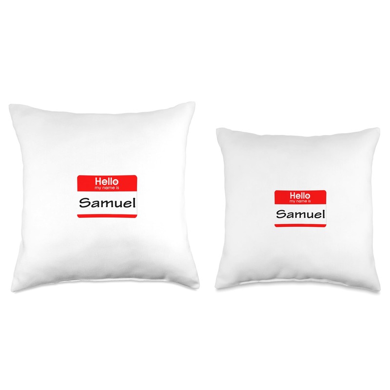 Samuel, Hello My Name is Name Tag, Badge Throw Pillow