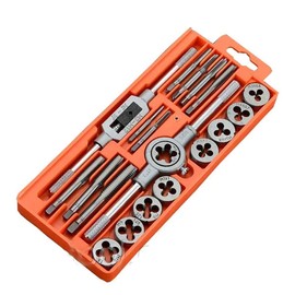 Edward Tools Pro 20 Piece Tap and Die Set - Metric Tap and Die, Pipe Threader, Taper Wrench, Die Stock - High Quality C45 Carbon Steel - Cut threads in Steel, Aluminum, Brass