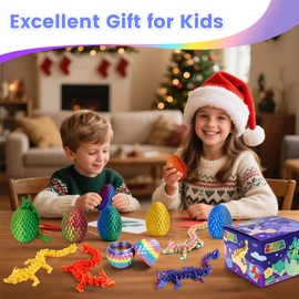 BYYNNE 4PCS 3D Printed Dragon Eggs with Dragon Inside, Articulated Crystal 3D Dragons Toys – Fantasy Tabletop Decor, Mini Dragons Eggs Set Cool Stuff Fun Gifts for Kids & Adults (4 PCS-B)