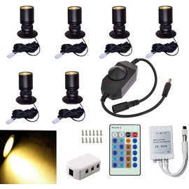 Jorunhe 1.5W LED Mini Surface Mounted Light Jewelry Cabinet Lamp Spotlight with Online PWM Dimmer(Pack-6,Warm White 3000k)