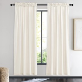 NICETOWN Ivory White Velvet Curtains Panel 72 inch Long 42 inch Wide, Luxury Thick Soft Window Treatments for Nursery - Sound Blcking Thermal Insulated Rod Pocket Easy to Hang, 2 PCs