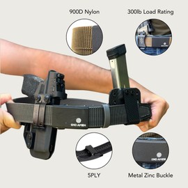 2ND AMEN Tactical Belt for Men - Military Hiking Nylon Gun Belt, Perfect Battle Belt, 1.38" EDC Belt for Everyday Use, Tan, Regular
