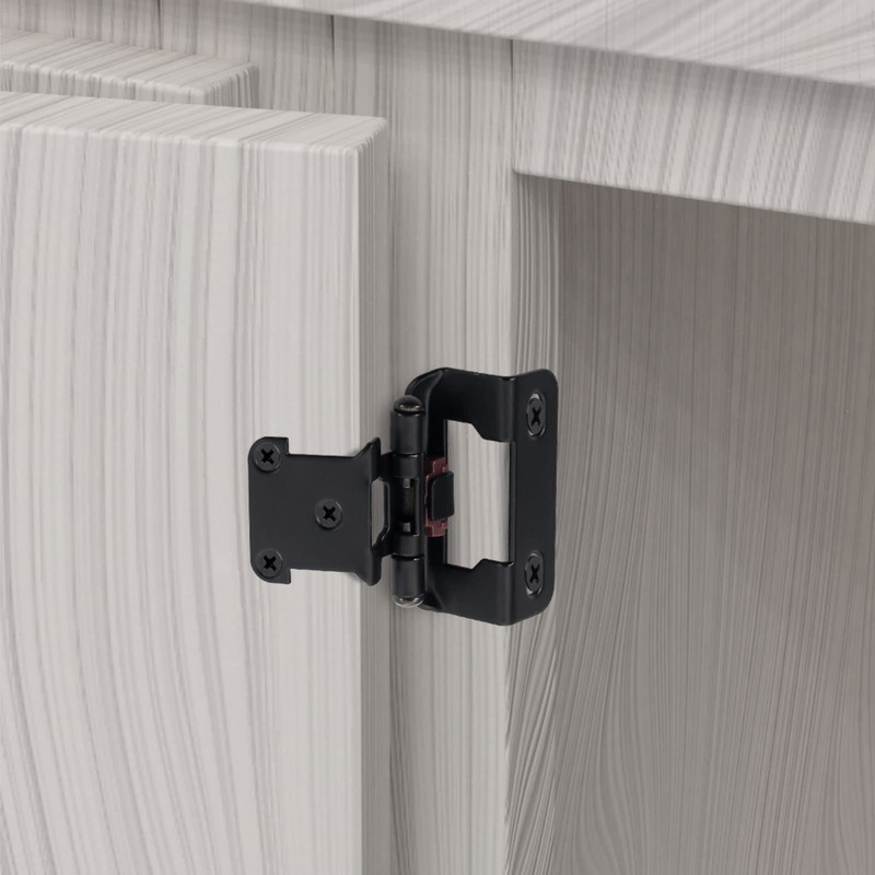 ELEBUILD 50 Pack Partial Wrap Cabinet Hinges,1/2” Self Closing Black