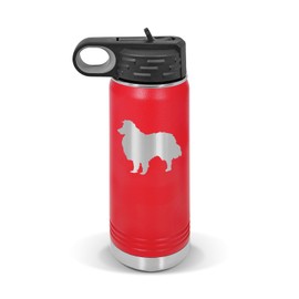 Shetland Sheepdog Water Bottle 20 oz - Laser Engraved w/Flip Top Removable Straw - Polar Camel - Stainless - Vacuum Insulated - Drinkware - Dog Canine pet - Red
