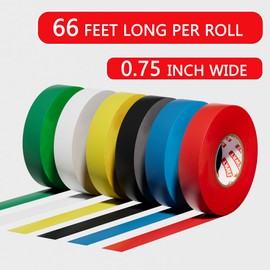 SWRT 6 Pack Colored Electrical Tape, 0.75 in x 66 FT High Temp Electric Tape Under 600V for All Weather, UV Protection, Flame Retardant, Suitable for Domestic, Commercial, and Industrial environments