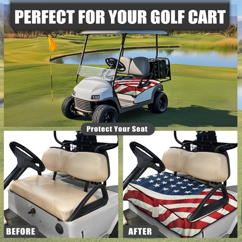 Generic Golf Cart Seat Covers - Red/White/Blue - Polyester, Spandex
