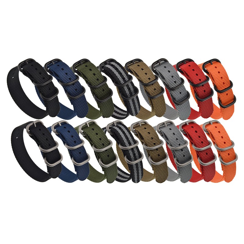 Nylon Watch Band Replacement Thick 3 Rings (18mm, 19mm, 20mm,