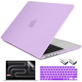 DONGKE Compatible with New MacBook Pro 16 inch Case 2024 [M4 Pro / M4 Max Chip] Model A3403 A3186, Protective Plastic Hard Shell & Keyboard Cover & Screen Film & Type C Adapter - Frosted Purple
