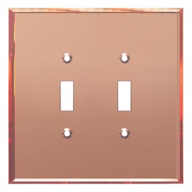 LIDER Double Toggle Switch Acrylic Wall Plate, Mirrored Dual Light Switch Plate, Plexiglass Switch Cover, Reflective Finish, Modern Upgrade, Oversized 2-Gang 5.25" x 5.25", Rose Gold