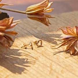 Carissima Gold Women's 9ct Yellow Gold CZ Open-Heart Stud Earrings - 6.8mm x 5.5mm