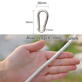 Flagpole Rope, Flag Rope, Flagpole Accessories, Clothesline Nylon Rope, Flag Pole Rope, Can be Used as Flag Rope, Washing Line, Swing Rope, Dog Lead, with 4 Flagpole Buckles (6 mm x 10 m)