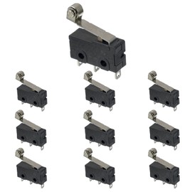BOJACK Micro Limit Switch with Momentary Roller Lever Arm SPDT 1NO 1NC 3 Pins 5A 125 250VAC (Pack of 10 Pcs)