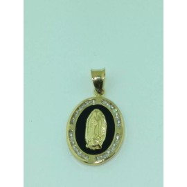 new-4-sale 14K Solid Gold  Guadalupe virgin Pendant Black dije de Virgen de Guadalupe 14K