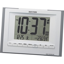 RHYTHM 8RZ168SR08 Rhythm Wall Clock, Alarm Clock, Radio, Digital, Standing Temperature, Humidity, Calendar, Fit Wave D168, Gray, 4.9 x 6.7 x 1.1 inches (12.5 x 17.0 x 2.8 cm)