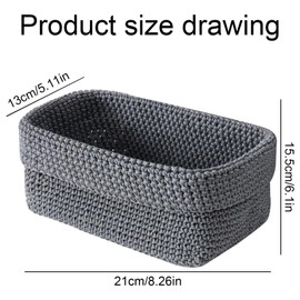 Weniubit Häkelkorb, Aufbewahrungskorb Geflochten, Kleiner Korb Geflochten, Korb für Aufbewahrung, Häkelkorb für Haarspangen Aufbewahrung, Taschen und Schmuck, Kosmetik Aufbewahrung