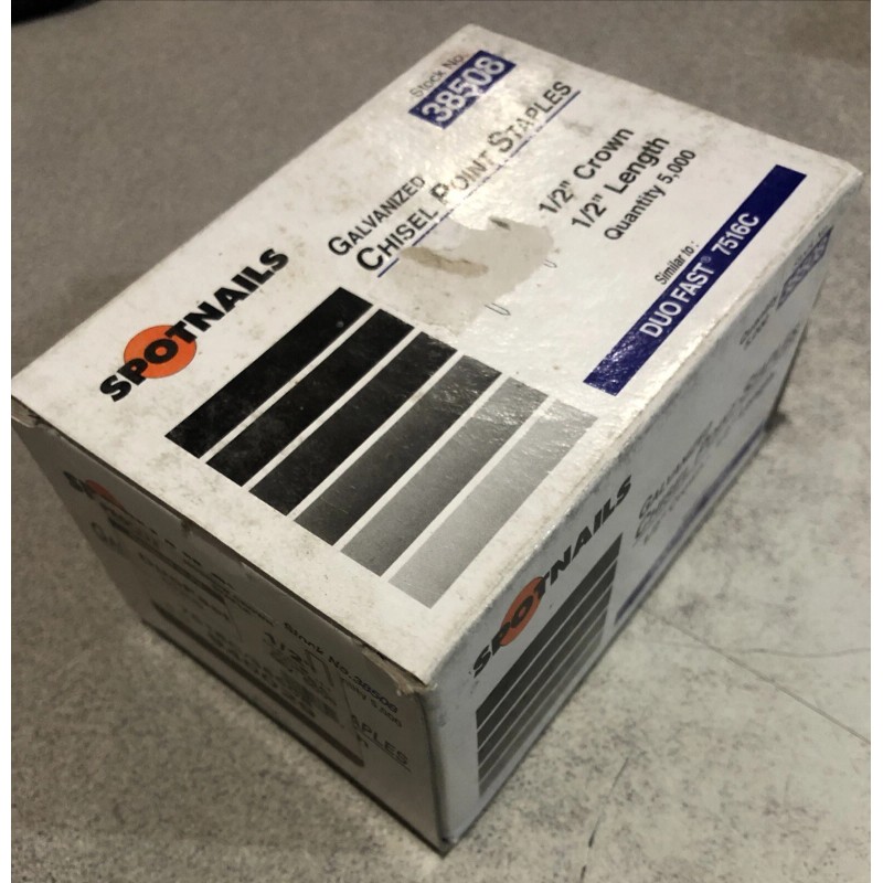 Spotnails 38508 1/2" Crown Staples Galvanized 1/2” Long Box Of