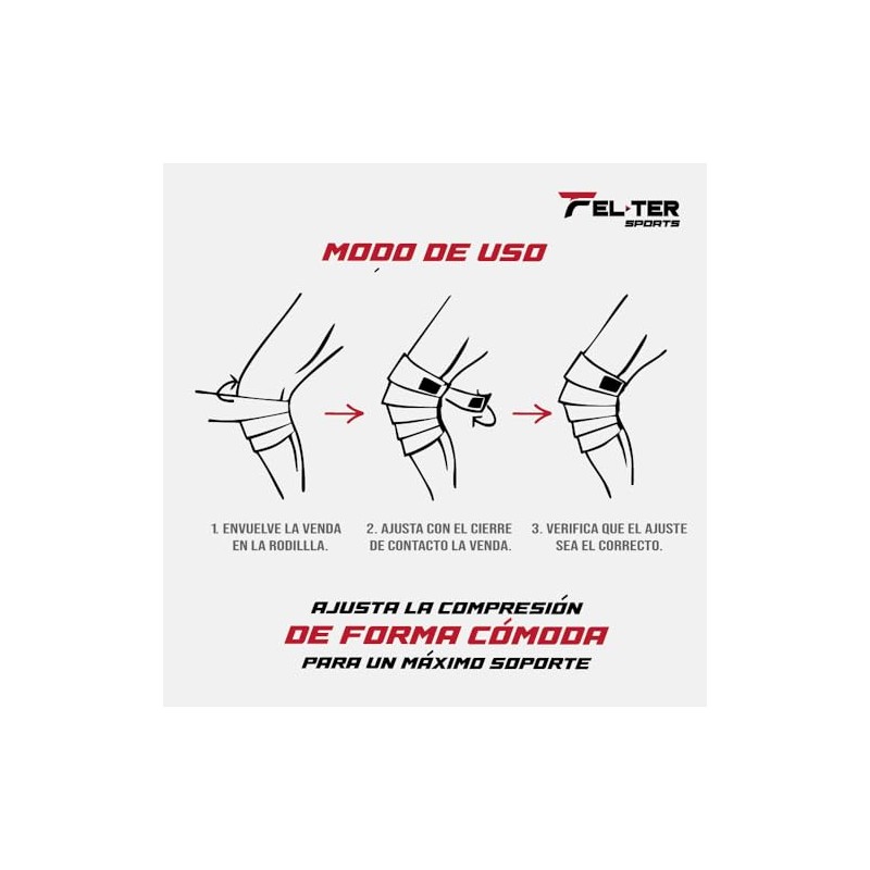 FELTER FITNESS Vendas para Rodillas Gym,Rodilleras elásticas Soporte para Levantamiento