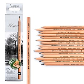 Marco Pencils 4b Pencils Black Drawing Pencils Professional Wooden Sketching Pencils for Art Students and Professional Art Workers Pencils Hex Shaft Hard Pencil 1 Dozen (7001-4B,12 Pack)