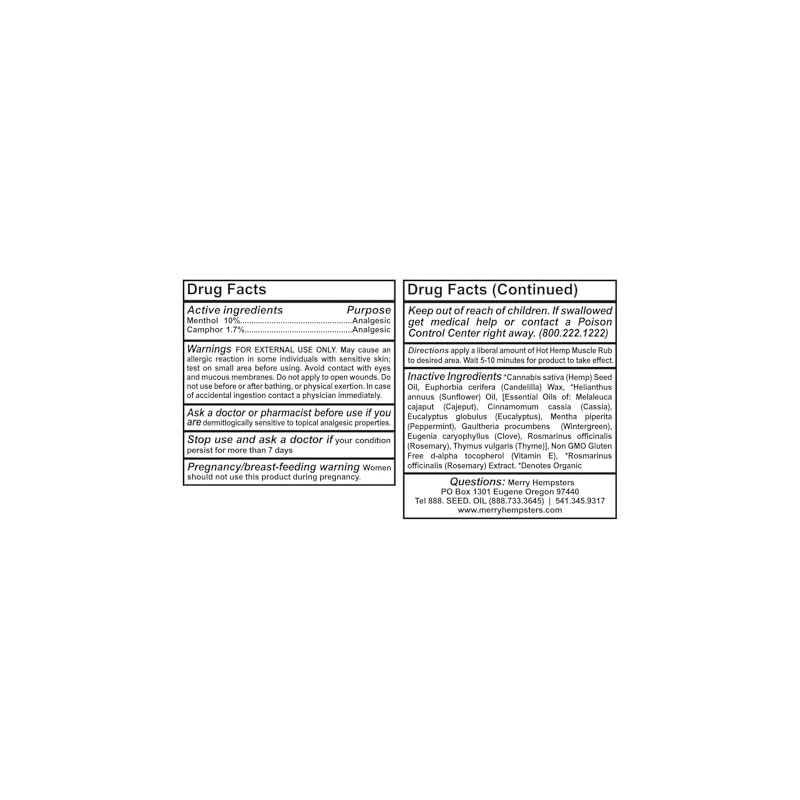 Merry Hempsters Vegan Hot Hemp Muscle Rub Single (2-Pack)