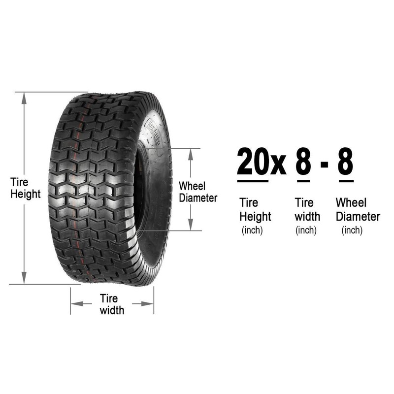 MaxAuto Lawn Mower Turf Tires 15x6-6 Front & 20x8-8 Rear