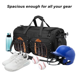 MOSISO Baseball Bat Bag, Large Capacity Catchers Gear Duffle Bag with Shoe Compartment&Adjustable Shoulder Strap&Handle for Training Gear Sports Gym Equipment, Black