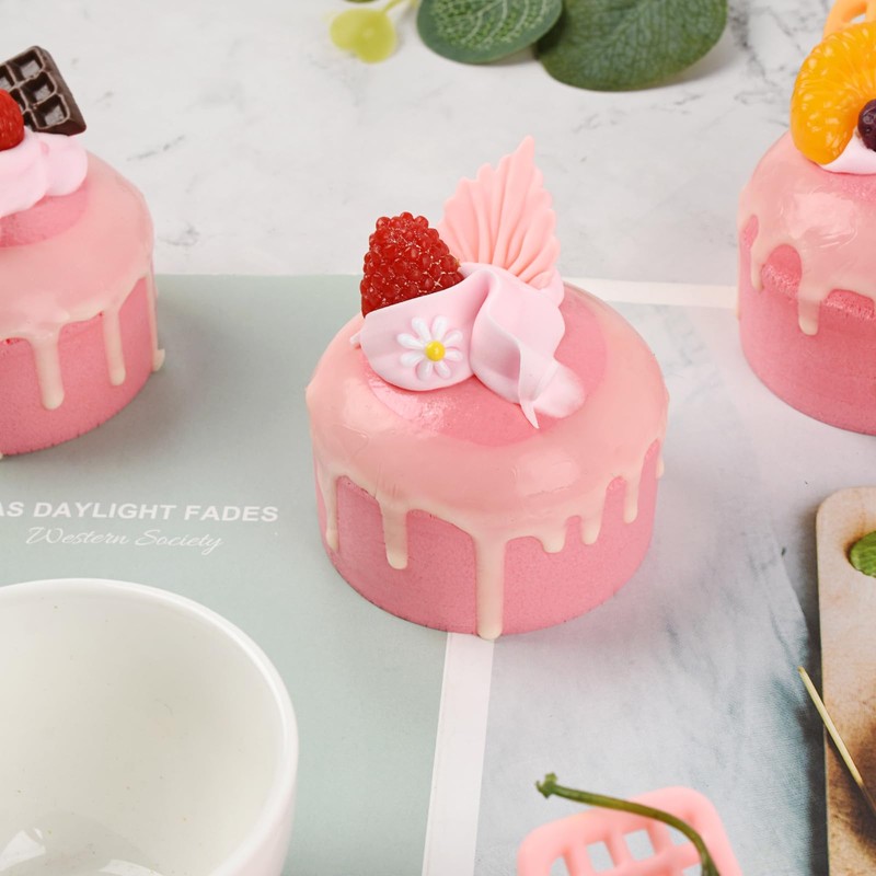 Luckforest Artificial Cupcake, 6 Pcs Pink Mixed Fake Simulation Realistic