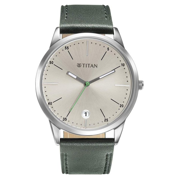 Titan Men's Analogue Quartz Green Leather Strap Watch - 1806SL07,