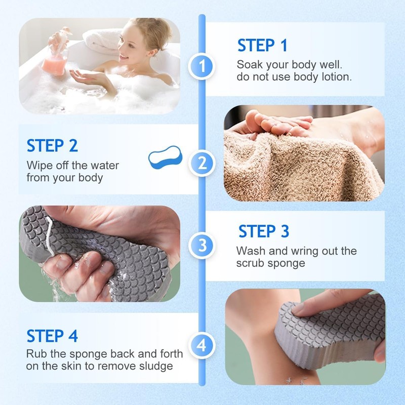Esponja mágica exfoliante para baño, cepillo corporal reutilizable suave con