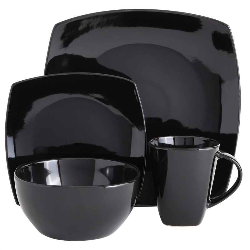Soho Lounge Square 16-Piece Dinnerware Set - Black