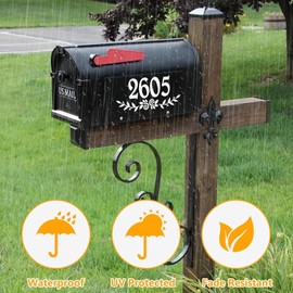 4 Inch Reflective White Mailbox Numbers Stickers, 4 Set Waterproof Rustic Mailbox Decal, Self Adhesive Vinyl Number for Mail box, Door, Garbage Bins
