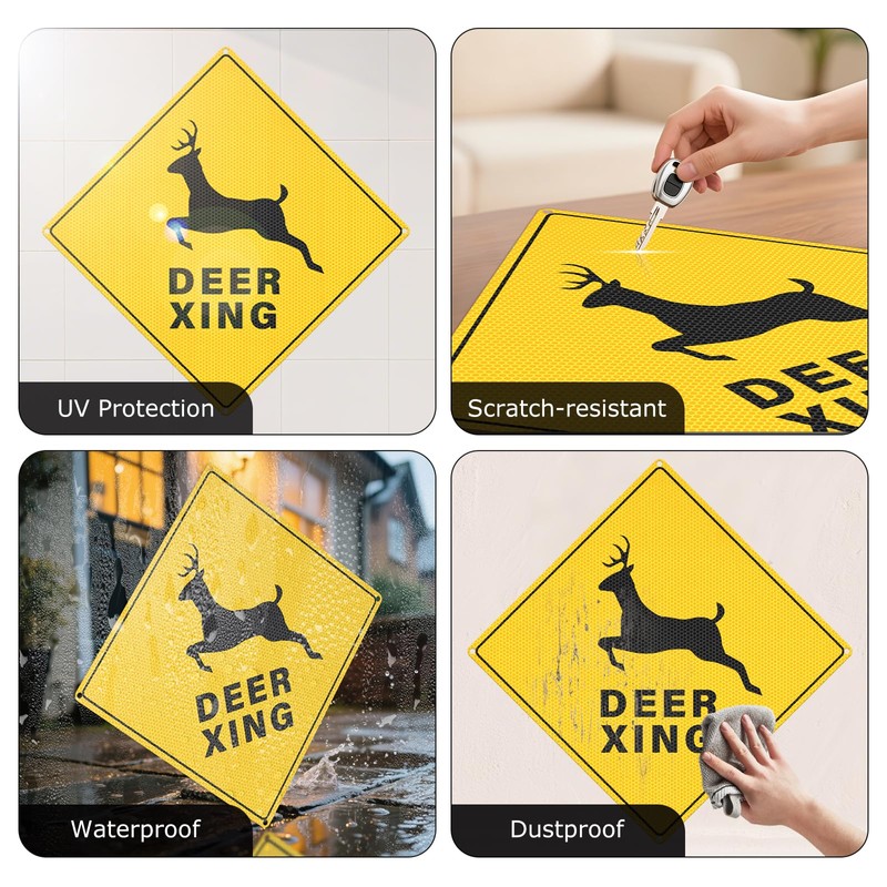 2 Pack Deer Xing Crossing Signs 18" x 18" Reflective