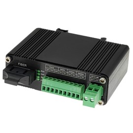 Elenzk Industrial Grade Serial RS232 RS485 RS422 to Fiber Converter Bi Directional High Black