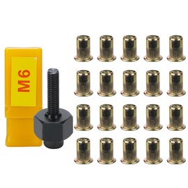 20pcs M6 Rivet Nuts with Hand Rivet Nut Tool Set, Manual Rivnut Tool, Hand Nut Riveter Accessory for Simple Install (M6)