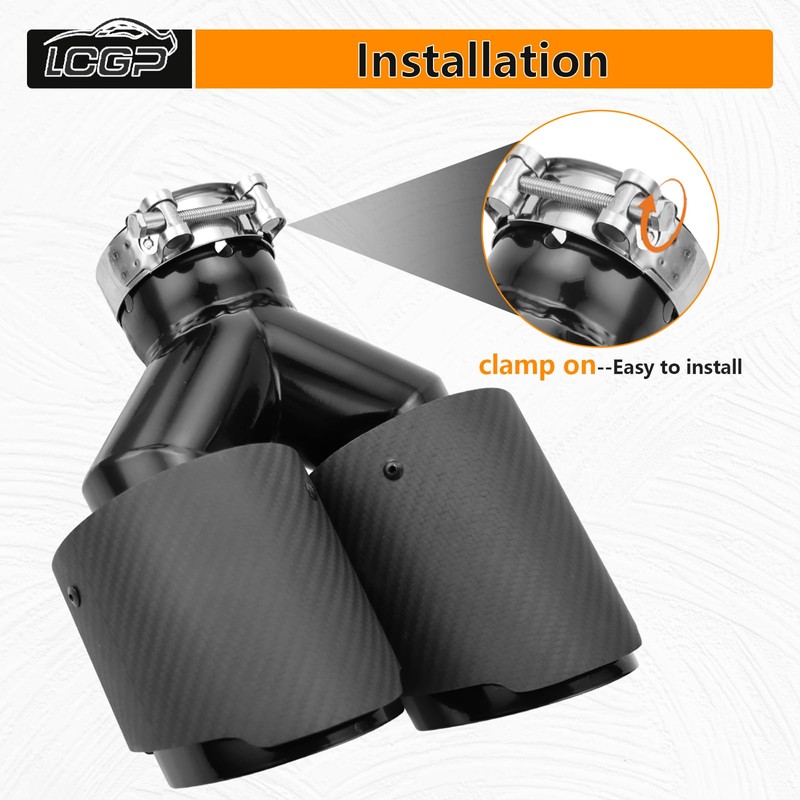 LCGP 2 Pack Carbon Fiber Exhaust Tip 2.5" Inlet to