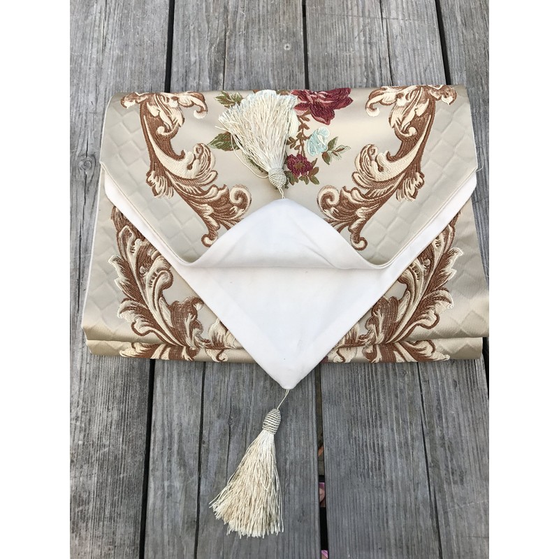 MAGILONA Home Tablecover Decorative Luxurious Cotton Linen Embroidered 3D Floral
