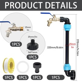 ibc Tank Gooseneck with Brass Tap, 3/4 Inch Outlet Tap for Rain Barrel or IBC Container S60 x 6