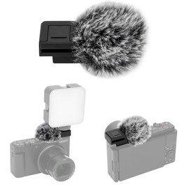 JJC Cold Shoe Wind Muff for Sony ZV-E10 II ZVE10 ZV-1F ZV1F ZV-1 II ZV1 ZV-E1 ZVE1 Vlog Cameras, Furry Windshield with Cold Shoe Mount Adapter for LED Light Microphone Attachment Vlogging Accessories