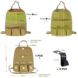 Kyrio Car Organiser, Kid Back Seat Organiser, Storage Pockets, for protect car seat, Khaki