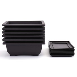 Yesland 6 Pcs Bonsai Training Pots of 6-1/2 Inch - Classic Deep Humidity Trays with Built in Mesh - Plastic Square Pot for Plants, Flowers, Herbs, African Violets & Seed Nursery