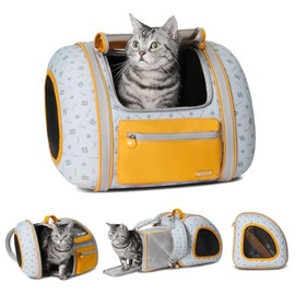 LIULIUPET Cat and Dog Backpack Carrier, Foldable Breathable Pet Carrier Backpack with Mesh Ventilation, Large Portable Outing Traveling Pet Bag for Small, Medium Cats, Small Dogs, Orange