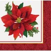 Holly Poinsettia Holiday Beverage Napkins, 16ct