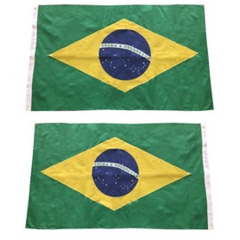 Moon 3x5 Ft Embroidered Nylon Brazil Brazilian Country 210D Flag Double Sided Clips - Vivid Color and UV Fade Resistant - Prime Outside Garden Home Decor
