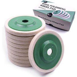 ATOPLEE Wool Polishing Wheel Disc,10pcs 98mm Dia Buffing Wheel for 4 Inch Angle Grinder,Wool Felt Polishing Wheel for Metal,Marble,Wood(Hole Diameter:16mm)