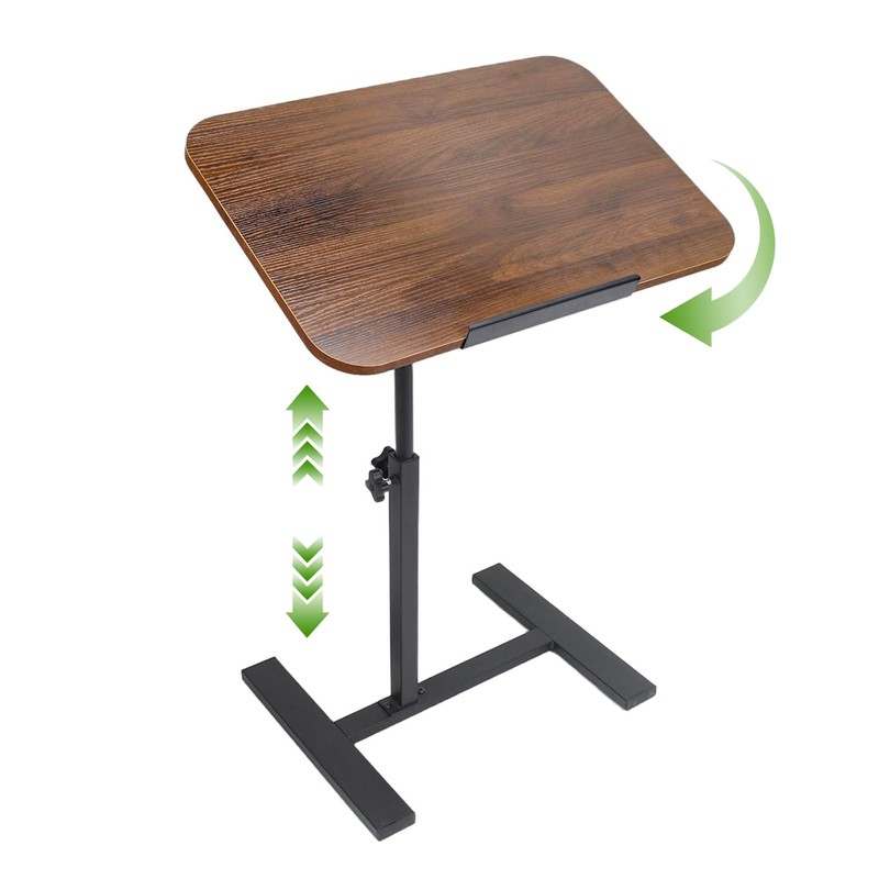 GENDLTHIJ Adjustable Overbed Table with Wheels 90°Tilting Bedside Bed Table