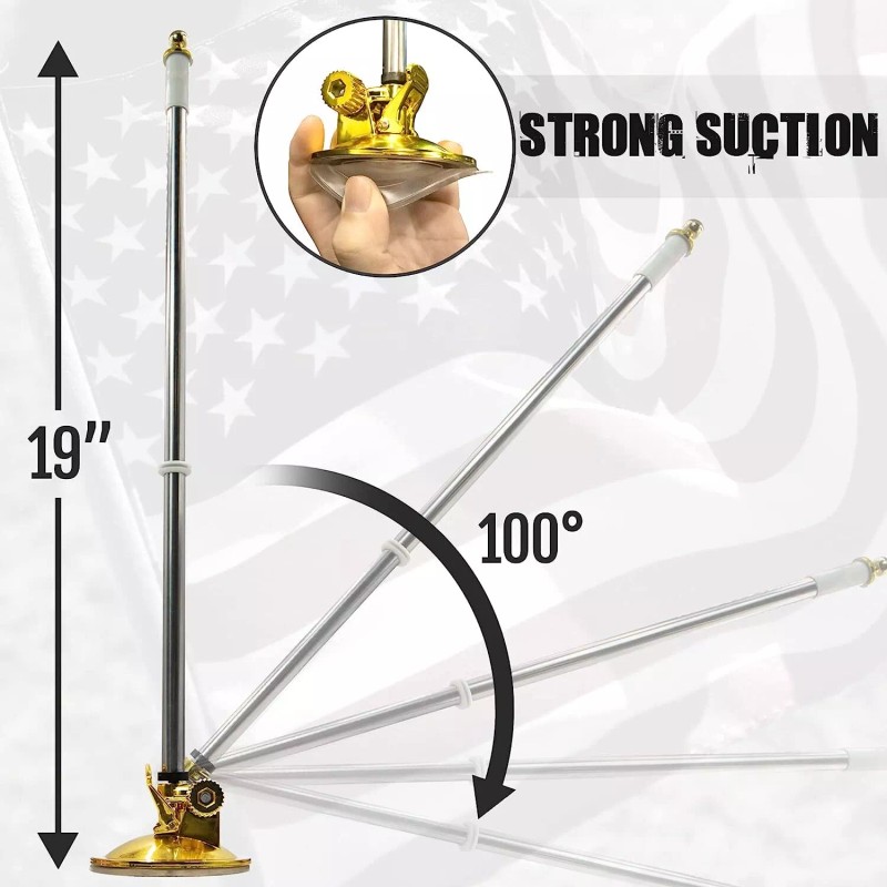 Anley USA Car Flag & Flagpole Outdoor Suction Cup Style